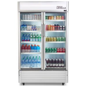 Double Glass Door Merchandiser Refrigerator -Beverage Display Cooler-29.0 cu ft-Silver